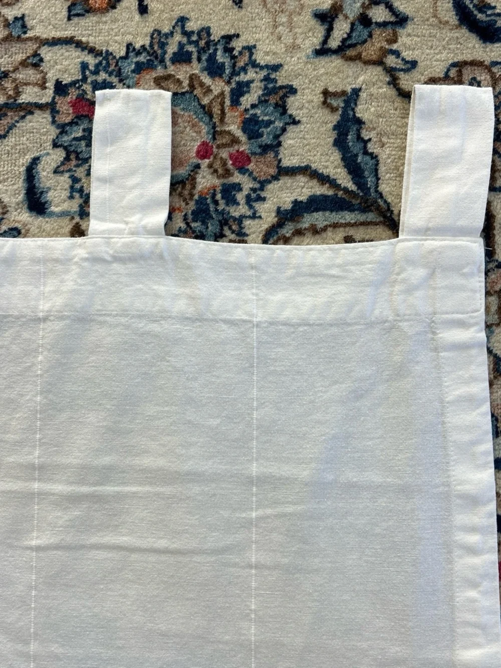 IKEA LENDA Pair of White Tab-Top Curtains in cotton w 8 tabs  56 1/2 x 77 inches